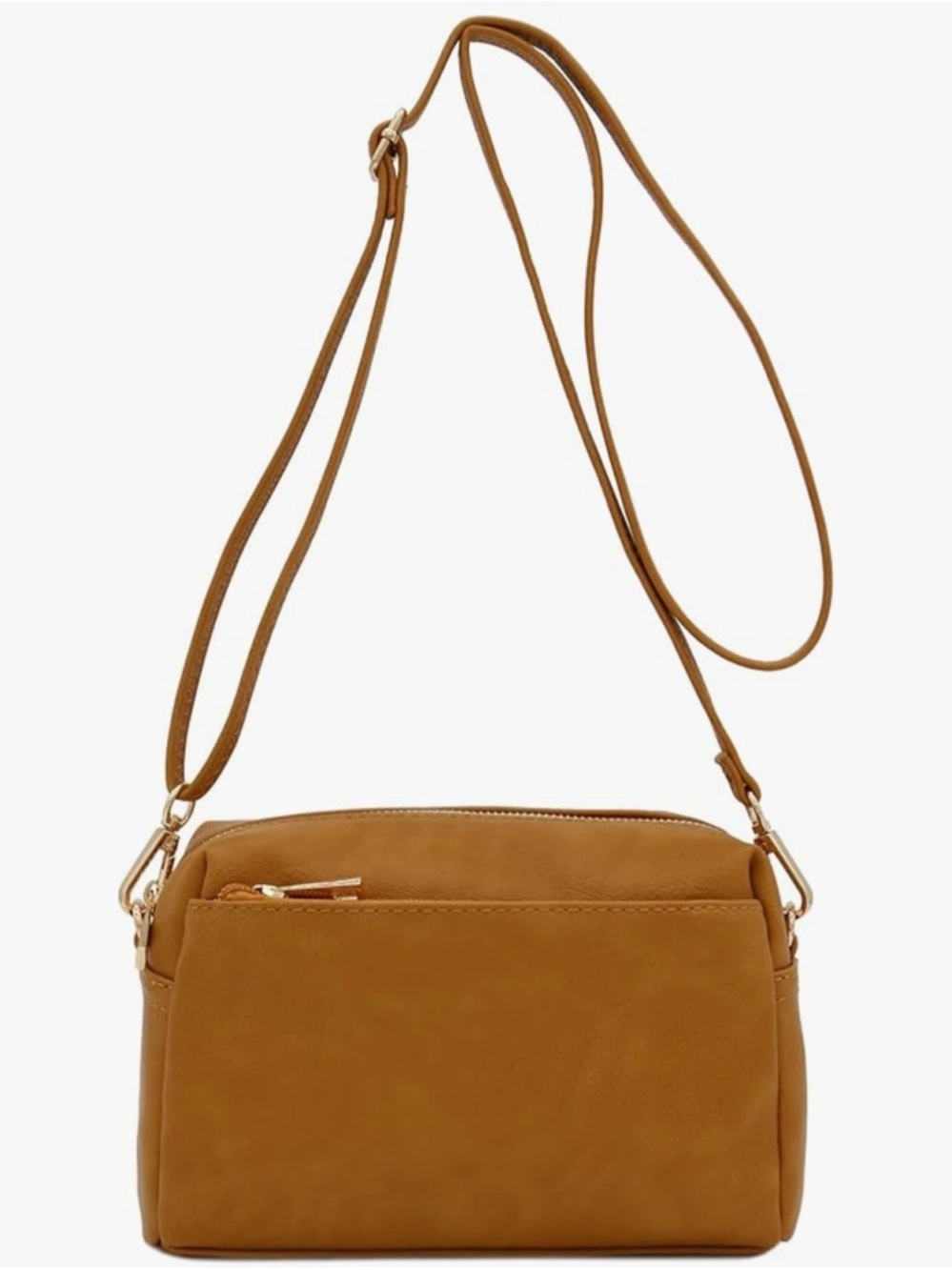 Amazon Tan Crossbody Bag with Gold Hardware